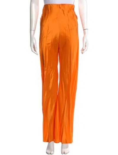 Pre-owned Cult Gaia Silk Straight Leg Pants W/ Tags In Orange