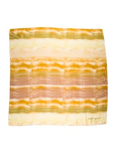 Pre-owned Cult Gaia Silk Tie-dye Print Scarf In Gold