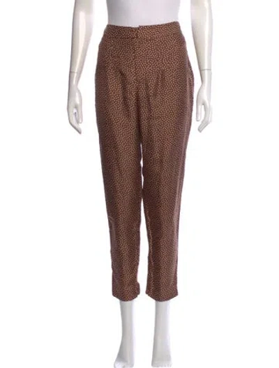 Pre-owned Cult Gaia Silk Wide Leg Pants In Brown
