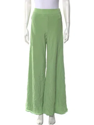 Pre-owned Cult Gaia Silk Wide Leg Pants In Green
