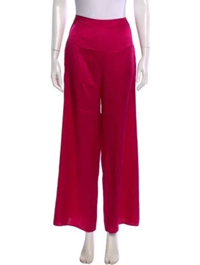 Pre-owned Cult Gaia Silk Wide Leg Pants In Pink