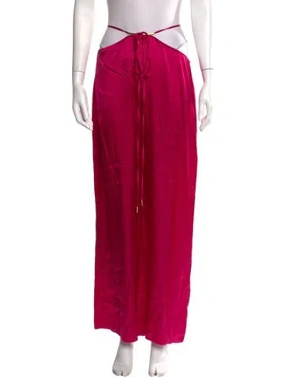 Pre-owned Cult Gaia Silk Wide Leg Pants In Pink