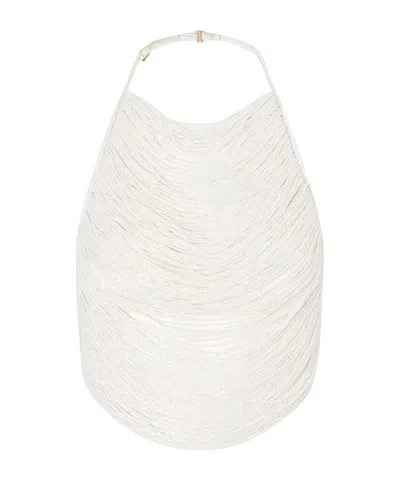 Cult Gaia Tanner Bead-embellished Silk-blend Satin Tank In White