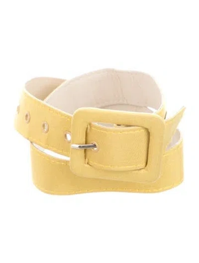 Pre-owned Cult Gaia Skinny Leather Waist Belt In Yellow