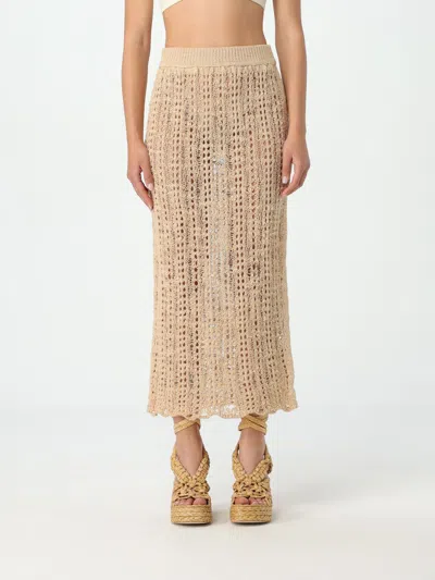 Cult Gaia Dawson Crochet-knit Midi Skirt In Beige
