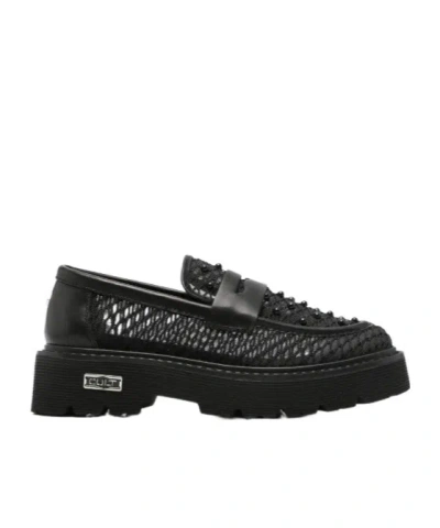 Cult Gaia Slash Beaded Leather Sneakers In Black