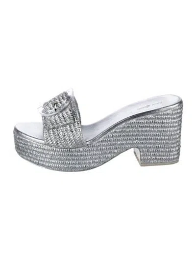 Pre-owned Cult Gaia Slides In Silver