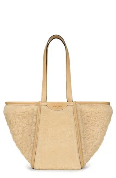 Cult Gaia Small Sadie Lambs Wool Tote Bag In Brown