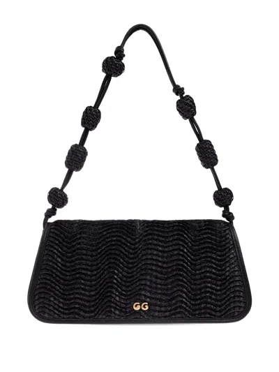 Cult Gaia Small Sunniva Raffia Shoulder Bag In Black