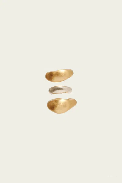 Cult Gaia Solene Ear Cuff Set In Brushed Antique Brass In Gold