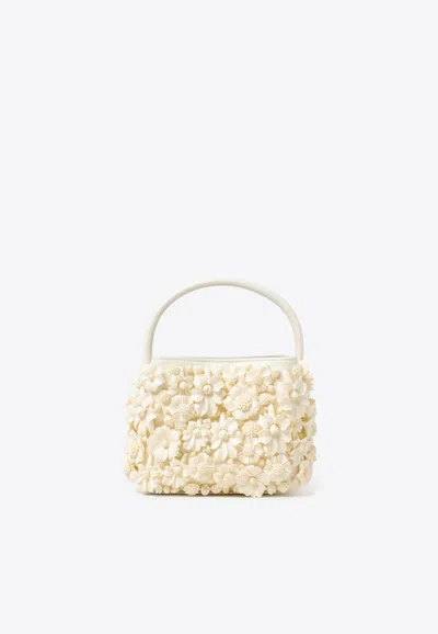 Cult Gaia Solene Flower Applique Handbag In White