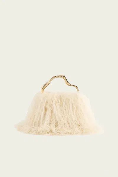 Cult Gaia Solene Mini Bag In Natural Shearling