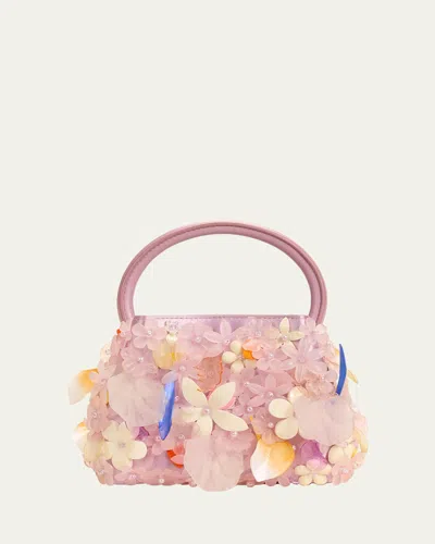 Cult Gaia Solene Mini Flower Metallic Top-handle Bag In Sweet Pea Multi