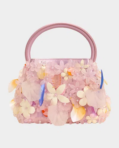 CULT GAIA SOLENE MINI FLOWER METALLIC TOP-HANDLE BAG