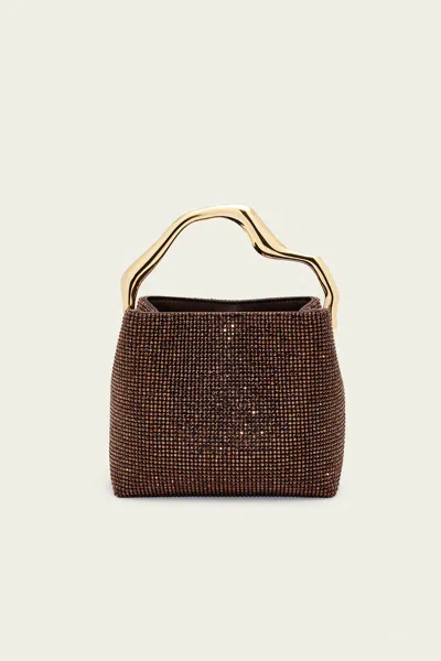 Cult Gaia Solene Mini Rhinestone Bag In Java In Brown