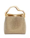 Cult Gaia Solene Mini Rhinestone Mesh Top Handle Bag In Sand