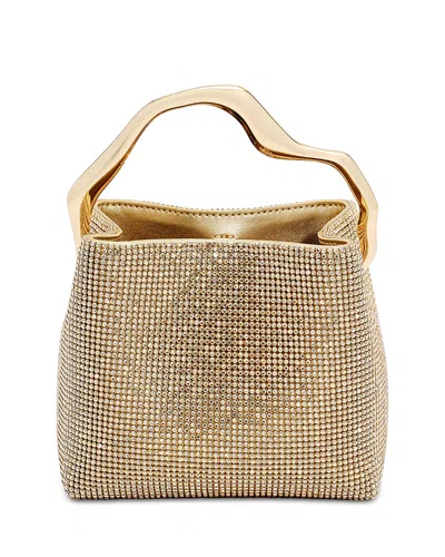 Cult Gaia Solene Mini Rhinestone Mesh Top Handle Bag In Sand