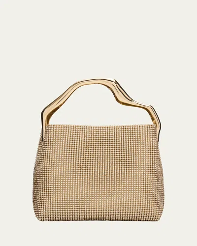 Cult Gaia Solene Mini Rhinestone Sculptural Top-handle Bag In Sand