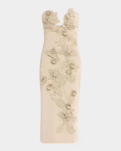 Cult Gaia Soraiya Floral Knit Midi Dress In Fog Shimmer