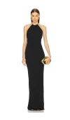 Cult Gaia Soren Embellished Jersey Halterneck Gown In Black
