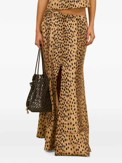 Cult Gaia Spencer Leopard-print Maxi Skirt In Brown