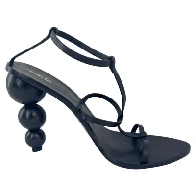 Cult Gaia Sphere Heel Stiletto In Black Leather In Blue