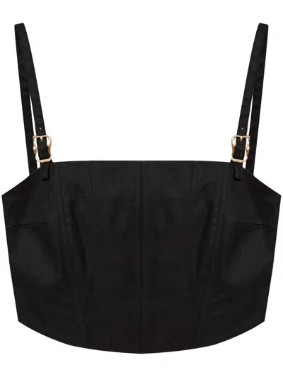Cult Gaia Square-neck Crop Top In Black