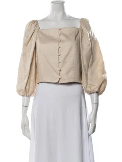 Pre-owned Cult Gaia Square Neckline Long Sleeve Top W/ Tags In White