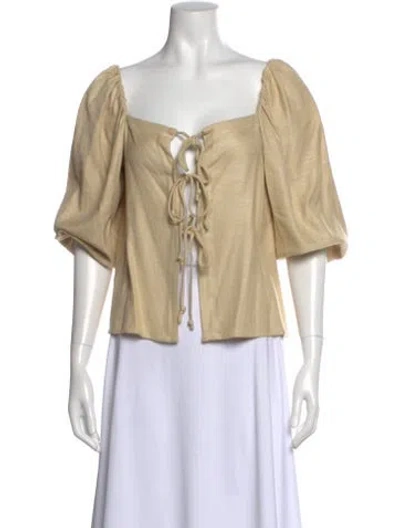 Pre-owned Cult Gaia Square Neckline Short Sleeve Top In Neutral