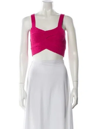 Pre-owned Cult Gaia Square Neckline Sleeveless Crop Top In Pink