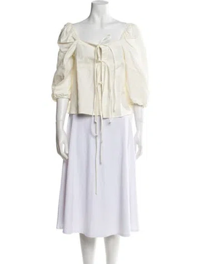 Pre-owned Cult Gaia Square Neckline Three-quarter Sleeve Blouse In Neutral