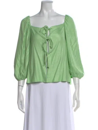 Pre-owned Cult Gaia Square Neckline Three-quarter Sleeve Crop Top In Green