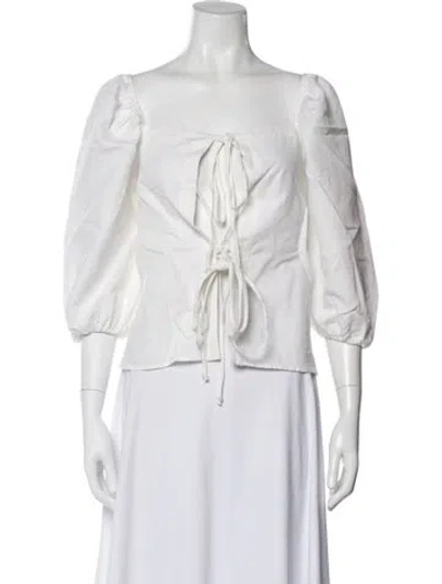 Pre-owned Cult Gaia Square Neckline Three-quarter Sleeve Top In Neutral