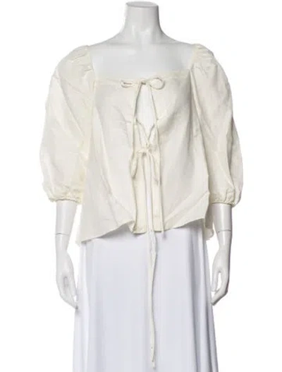 Pre-owned Cult Gaia Square Neckline Three-quarter Sleeve Top In Neutral