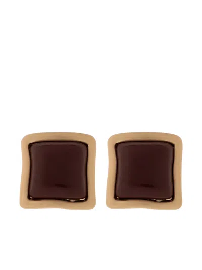Cult Gaia Square Stud Earrings In Brown