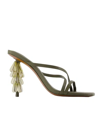 Cult Gaia Square-toe High-heeled Sandals In Green
