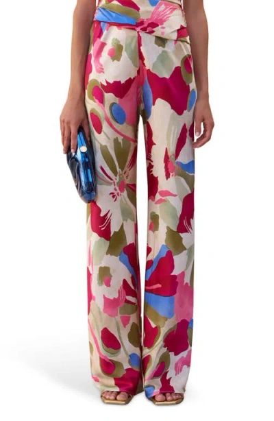 CULT GAIA CULT GAIA STACIE PRINT STRETCH SILK STRAIGHT LEG PANTS
