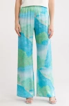 Cult Gaia Stacie Silk Straight Leg Pants In Blue
