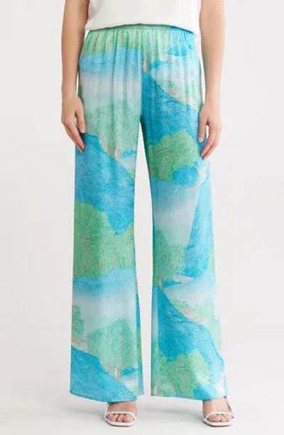 Cult Gaia Stacie Silk Straight Leg Pants In Blue