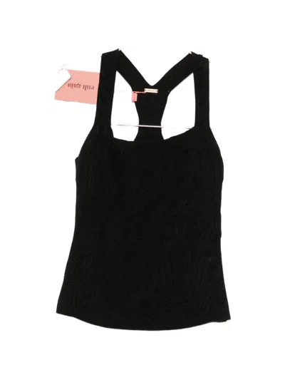 Cult Gaia Stells Embroidered Square-neck Top In Black
