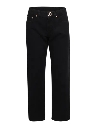 Cult Gaia Straight-leg Jeans With Clip Closure In Black