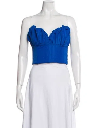 Pre-owned Cult Gaia Strapless Crop Top In Blue