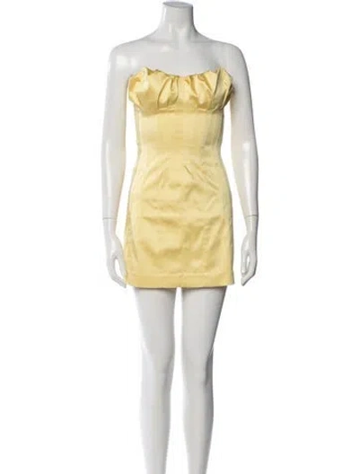 Pre-owned Cult Gaia Strapless Mini Dress In Yellow
