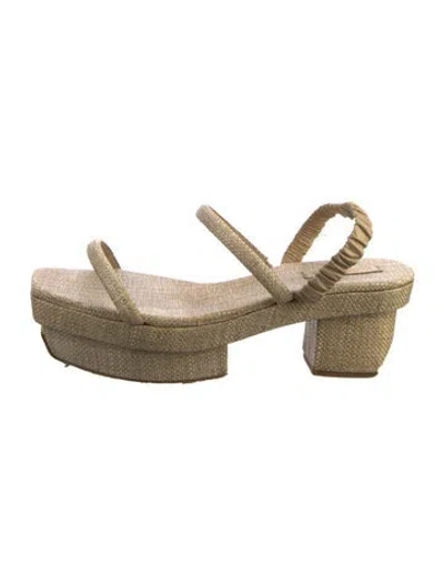 Pre-owned Cult Gaia Straw Cutout Accent Espadrilles In Neutral