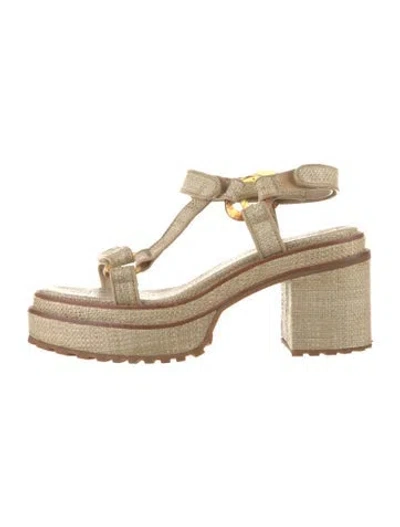 Pre-owned Cult Gaia Straw Espadrilles In Neutral