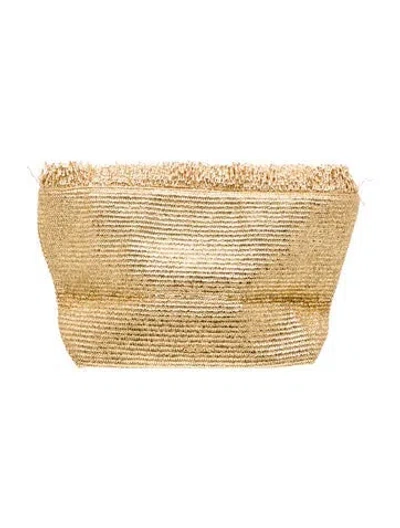 Pre-owned Cult Gaia Straw Minaudière In Gold/metallic