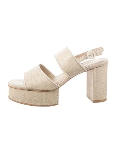 Pre-owned Cult Gaia Straw Sandals In Neutral