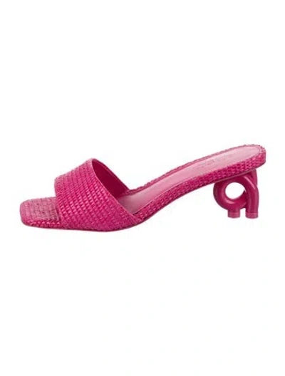 Pre-owned Cult Gaia Straw Slides In Pink