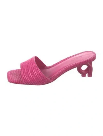 Pre-owned Cult Gaia Straw Slides In Pink