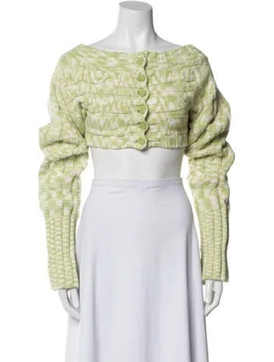 Pre-owned Cult Gaia Striped Bateau Neckline Sweater In Green